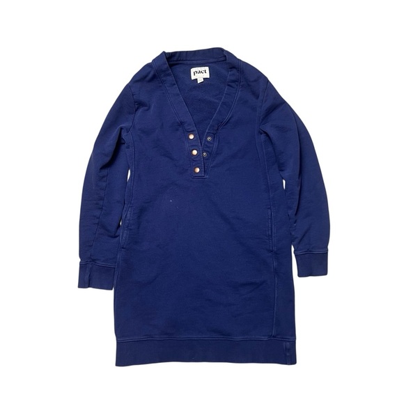 Pact Shirt Dress Navy Blue Quarter Button Size Small - Picture 1 of 6